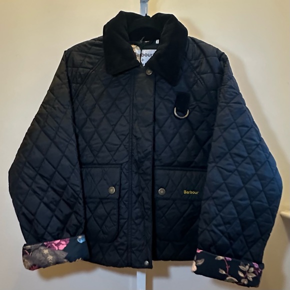 NEW Barbour x Tuckernuck Kinsley Quilted Jacket Black Floral Lining Sz 6 NWT - Picture 4 of 15